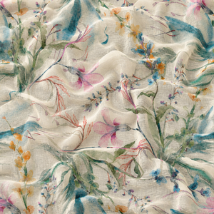 Floral Printed Organic Eco-Friendly Muslin Cotton Silk Blend Sheer Lightweight Home Textile Woven Fabric for Girls Plain Style - Product Image 5