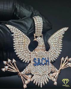 Pendentif Triple Croix Iced Out avec Diamants Moissanite VVS en Argent Sterling 925, Bijoux Hip Hop de Luxe par Trisha Jewels - Product Image 1