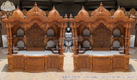 Compre un Mandir Pooja Exclusivo Hecho a Mano con Puertas, Templo de Madera de Teca con Tallados Intrincados y Cajones, Unidad Pooja de Gran Tamaño, Fabricante del Reino Unido