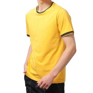 T-shirts pour hommes à col ras du cou avec bordure contrastante, en coton lourd 240 GSM, manches courtes, haut décontracté, fabricant OEM ODM en gros - Product Image 5