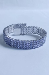 Natural Tanzanite Tennis Charm <b>Bracelet</b> in Sterling Silver Luxury Blue Violet <b>Gemstone</b> Women's Wedding Gift - Product Image 4