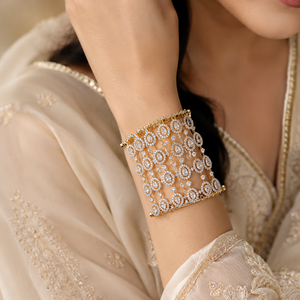 LISAJEWELLERS Luxury 22K <b>Solid</b> <b>Gold</b> CZ Teardrop Chain Statement Bridal Wedding Bracelet for Women - Product Image 1