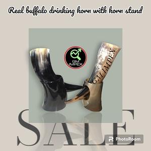 คุณภาพสูงโบราณไวกิ้งดื่มแตรธรรมชาติควายอาเกตแกะสลักดอกไม้ทำด้วยมือผู้ผลิตอินเดีย - Product Image 6