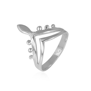 Bague longue en argent sterling double chevron en V pour femme, bijoux fins, design feuille naturelle, bague ouverte, vente en gros, bijoux personnalisés OEM - Product Image 3