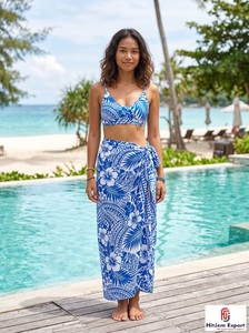 Lightweight 100% Polyester Twill Sarong Pareo Women Beach Wrap Swimwear Summer Holiday Travel Resort Custom Manufacturer - Product Image 3