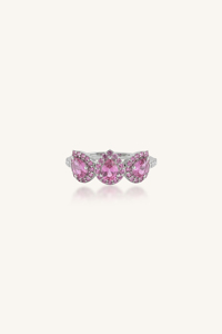 Anillo de Zafiro Rosa y Diamantes en Plata de Ley 92.5 KLSR-11894 - Product Image 2