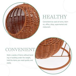 Plateau de service en rotin naturel tissé à la main avec poignées |   Panier à nourriture rond en osier pour le pain, les fruits, le petit-déjeuner et l'organisation de la cuisine - Product Image 6