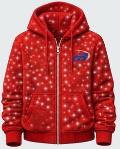 Sweat à capuche zippé oversize pour homme, style streetwear, en molleton bouclette, imprimé intégral avec strass, coupe carrée courte, effet délavé à l'acide - Product Image 1