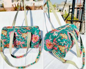 Sacs de voyage matelassés en coton avec nœud et volants, écologiques et durables, fermeture éclair, style décontracté/sport/voyage, fabriqués au Rajasthan - Product Image 4