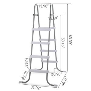 Scala per Piscina Grigio Ferro da 52 Pollici con 4 Gradini e Corrimano Bianco, Scala Robusta per Piscina Esterna per Sport Acquatici e Spa - Product Image 4