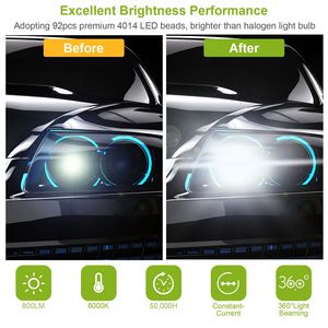 2 Pezzi Lampadine LED H8/H9/H11 da 800lm per Fendinebbia, Resistenti all'Acqua IP65, Angolo di Illuminazione a 360 Gradi, Luce Bianca 6000K - Product Image 6