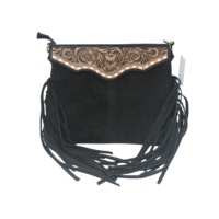 Sac fourre-tout décontracté en cuir suédé occidental avec franges, sac à bandoulière souple style cowgirl, sac à main bohème vintage avec fermeture éclair durable