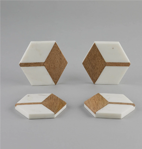 Eco-Friendly Reusable Wood & <b>Marble</b> <b>Coasters</b> for Home Hotel & Restaurant Use Round Wood <b>Coaster</b> - Product Image 6