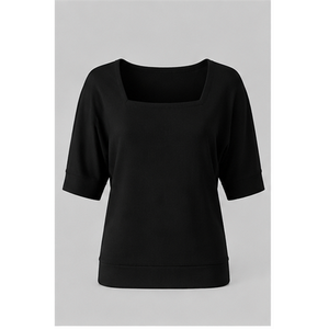เสื้อยืดคอกลมแขนยาวทรงปกติสีดำสำหรับผู้หญิง รุ่น WTS-0159 - Product Image 1