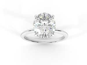 Anillo de compromiso de diamante ovalado cultivado en laboratorio, anillo de boda de oro solitario para mujer, anillo de diamante minimalista - Product Image 3