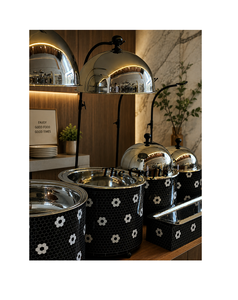 Floral Design Stainless Steel Serving Dish In Silver And Blue Color Hotel Dinnerware Serving Chafing Dish At <b>Cheap</b> Prices - Product Image 4