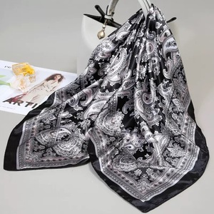 Elegant 100% <b>Silk</b> Square <b>Scarf</b> With Letter Pattern For Women Multi Functional Fashion Accessory All Seasons - Product Image 3