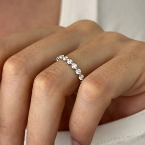 Shaped Lab Grown Diamond Eternity Band 18K White Gold 2.7mm <b>Dainty</b> Stackable Diamond <b>Ring</b> Women's Wedding Engagement Wholesale - Product Image 4
