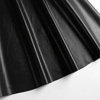Jupe en cuir noire taille haute pour femme, coupe trapèze, mini-jupe évasée style skater, élégante, décontractée, pour soirée, mode