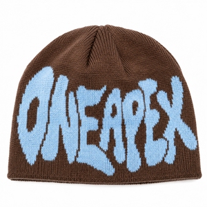 Custom Brown Knit Beanie Hat Blue Custom Logo Ribbed <b>Winter</b> <b>Cap</b> Unisex Streetwear Fashion Headwear Wholesale OEM Manufacturer - Product Image 1