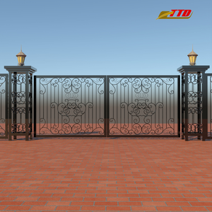 Elegante Diseño de Puerta Frontal de Hierro Forjado, Puerta de Muro Compuesto de Primera Calidad, Marco de Acero Duradero de 8 pies de Altura con Acabado en Polvo - Product Image 6