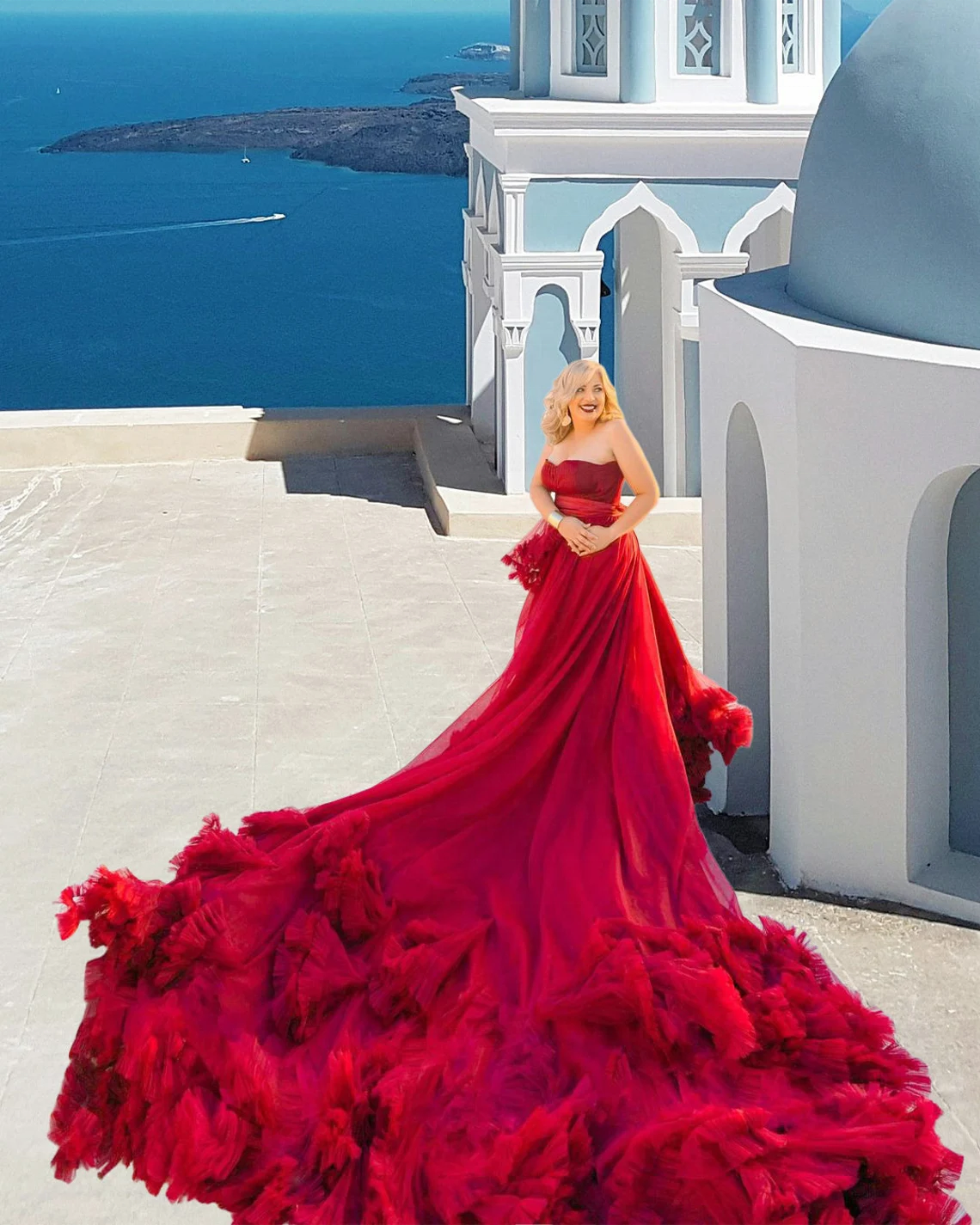 women's red wedding dresses Mermaid Red Red Gown for wedding with Beading and Flowers - Sleeveless Bridal Gown for Women - Perfect for Engagement
