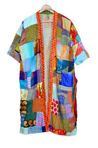 กิโมโนผ้าไหมสั้นวินเทจสำหรับผู้หญิงเสื้อคลุมเพื่อนเจ้าสาวผ้าชีฟองเย็บปะต่อกันมาใหม่ - Product Image 3