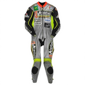Traje de Carreras MotoCP de Olivier Jacque Ramaha, 1 Pieza, Cuero Vacuno/Canguro, Mono para Motociclismo/Pista, con Protección Nivel 2 - Product Image 1