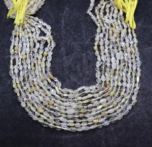 Cuentas de Rutilo Dorado Natural Lisas en Forma de Pepita de 5mm y 8mm, Cuentas de Cuarzo Rutilo, Hilo de 13 Pulgadas, Precio al por Mayor para Fabricación de Joyería a Granel - Product Image 1