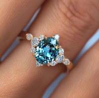 Anillo de Moissanita con Corte Ovalado, Chapado en Oro de 14K, Plata de Ley 925, Christian Carlotta, Anillo de Compromiso, Boda, Aniversario, Lujoso
