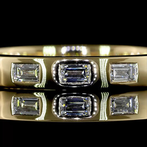 Anillo de compromiso y boda moderno con diamante de corte baguette cultivado en laboratorio, engastado en bisel, en oro de 10K, 14K, 18K, plata 925, 935 - Product Image 2