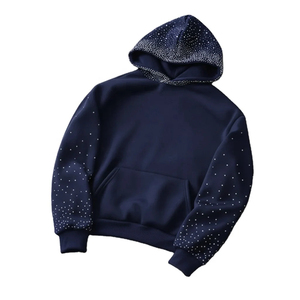 Sweat-shirt à capuche orné de strass, motif de pierres décoratives, embellissement élégant pour vêtements décontractés, mode urbaine - Product Image 5
