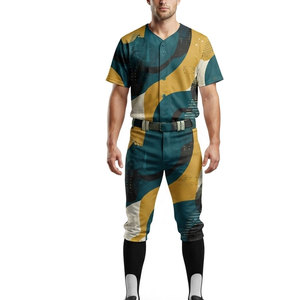 ชุดเบสบอลแบบสั่งทำพิเศษพร้อมเสื้อเจอร์ซีย์ติดกระดุมเต็มตัวและกางเกงขายาว ลายพิมพ์ซับลิเมชั่นทันสมัยสำหรับทีมเบสบอล - Product Image 1