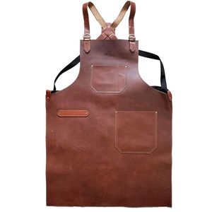 Genuine Leather <b>Apron</b> for Kitchen BBQ Use Durable <b>Chef</b> <b>Apron</b> With Adjustable Straps - Product Image 1