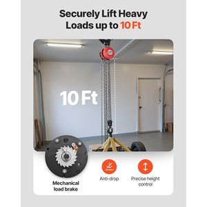 Paranco a Catena Manuale da 2 Tonnellate (4400 Libbre) con Altezza di Sollevamento di 3 Metri, Catena Zincata G70, Blocco a Catena Manuale Rinforzato per Carichi Pesanti (10+), Versione Migliorata - Product Image 3