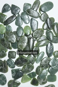 IRFANGEMS Pierre précieuse naturelle de néphrite verte, cabochon en cristal à dos plat, haute qualité, pour la fabrication de bijoux enroulés au fil, en vrac - Product Image 4