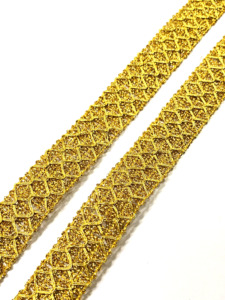 Precio al por mayor, superventas, encaje metálico ecológico personalizado con hilo dorado, lentejuelas con patrón animal, cinta de encaje étnica - Product Image 5