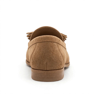 Mocassins en cuir véritable pour hommes, en faux daim, à bout rond, à enfiler, avec pompon, couleur unie, pour le bureau, toutes saisons, semelle extérieure en caoutchouc rembourrée - Product Image 5