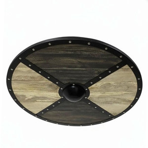 Bouclier rond en bois Viking artisanal, design nordique traditionnel pour décoration, costume et collection - Product Image 5