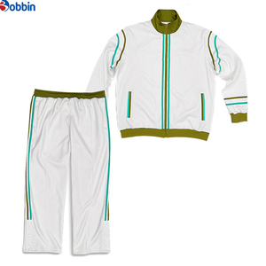 Customized Hot Selling Custom Sportswear Polyester <b>Mens</b> Stripes <b>Jackets</b> & Pants <b>White</b> Training Set Unisex Tracksuit Autumn Wear - Product Image 1