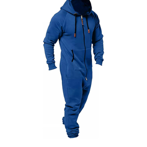 Men's Fleece Polyester/Cotton 500g Knitted Onesie <b>Jumpsuit</b> Plaid Pattern Long Sleeve Winter Pajama <b>Pockets</b> Quick Dry Breathable - Product Image 5
