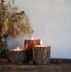 Elegante Portavelas de Madera Natural con Diseño de Corteza, Tres Orificios para Velas de Té, Vajilla al Mejor Precio - Product Image 4