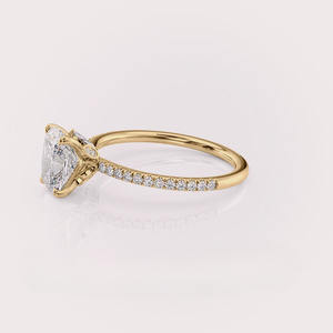Anillo de Diamante Cultivado en Laboratorio con Corte Cojín OEM, Oro Rosa/Blanco/Amarillo de 14K, Certificado IGI, Chapado en Rodio, Incrustación Clásica con Garras, Joyería Fina - Product Image 3