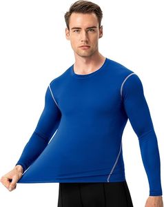 Camiseta de Compresión de Manga Larga con Cuello Redondo y Corte Ajustado para Hombre, Ecológica, de Spandex/Poliéster, de Secado Rápido, para Entrenamiento - Product Image 2