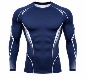Premium Men's Long Sleeve Compression Rash Guard Eco-Friendly 180g Spandex Polyester Quick Dry Breathable <b>Athletic</b> Workout Shirt - Product Image 2