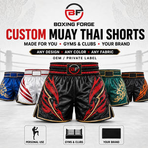 Shorts de Muay Thai Den Of Wolves rouge et noir avec impression par transfert thermique, vêtements de sport pour hommes - Product Image 3