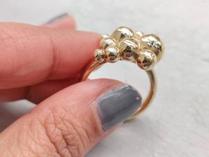 Golden Bubble brass bohemian Ring Organic Statement Modern Sculptural <b>Jewelry</b> , Handmade <b>Minimalist</b> Art Ring Gift for Her - Product Image 5