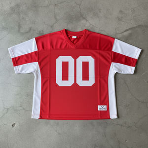 เสื้อยืดเจอร์ซีย์ผู้ชายทรงโอเวอร์ไซส์ คอวี ผ้าโพลีเอสเตอร์/คอตตอน พิมพ์ลายฤดูร้อน สไตล์สตรีทแวร์ ปี 2026  ตัวอักษรตาข่าย ระบายอากาศได้ดี เป็นมิตรกับสิ่งแวดล้อม - Product Image 2