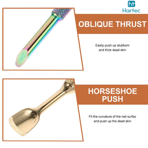 Premium Quality Color-Coated Textured Handle Dual-Finish Stainless Steel Manicure Professional <b>Nail</b> Cuticle Pusher <b>Tools</b> - Product Image 5