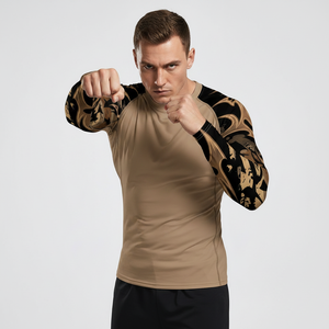 Customizable Long Sleeve Polyester Spandex MMA Rash Guard Breathable Anti UV Protection <b>Compression</b> <b>Shirt</b> Gym Wear Top - Product Image 4